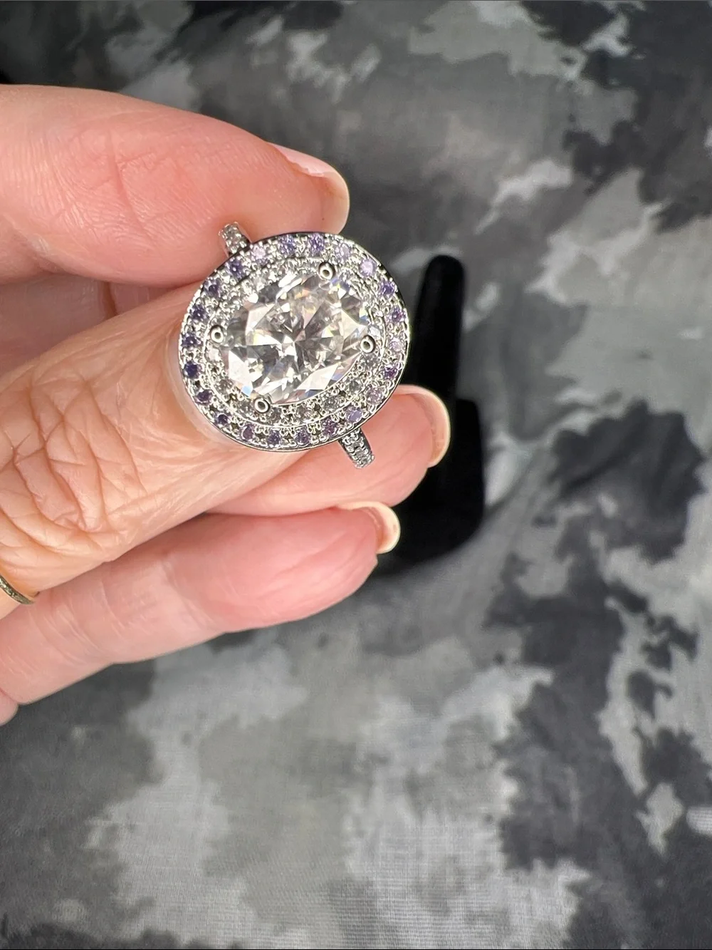 Sterling Silver 925 Oval Halo Moissanite Diamonds